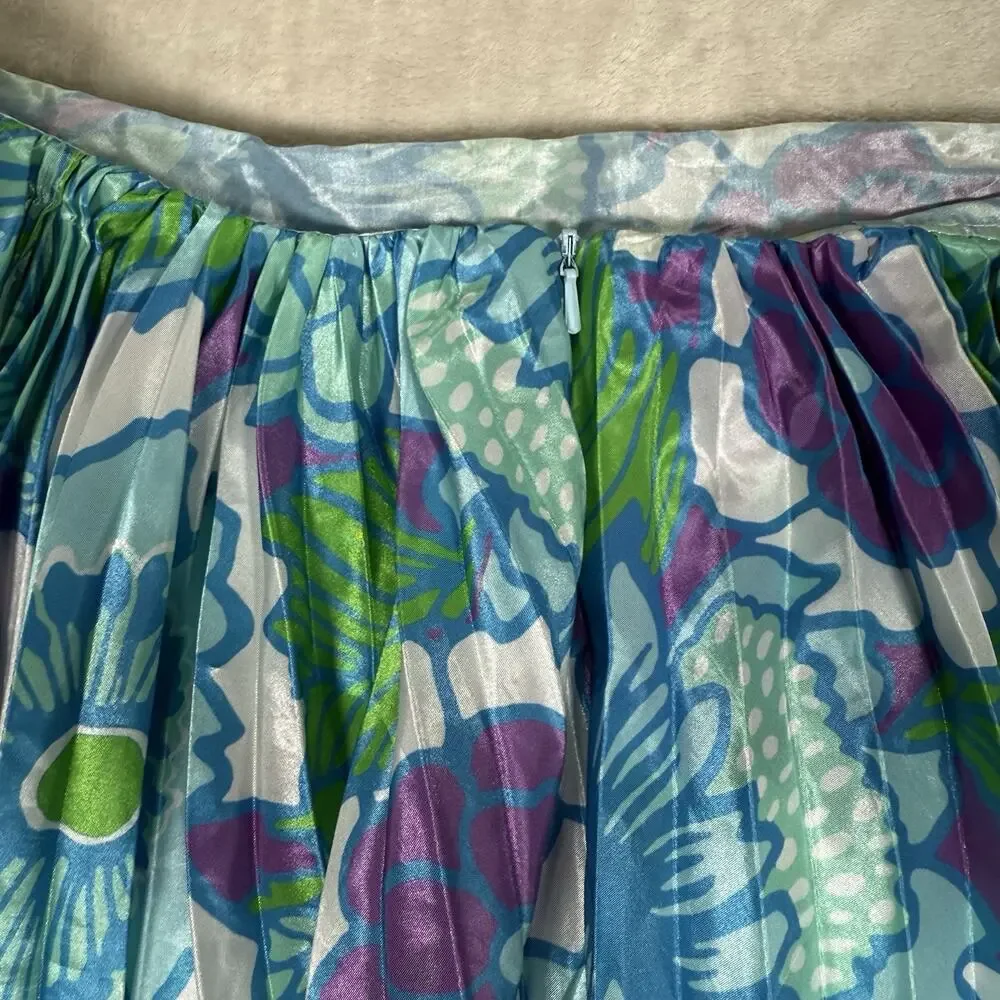 Richard Quinn Midi‎ Skirt Asymmetrical Floral Pleated Women's Size UK 8 US 4